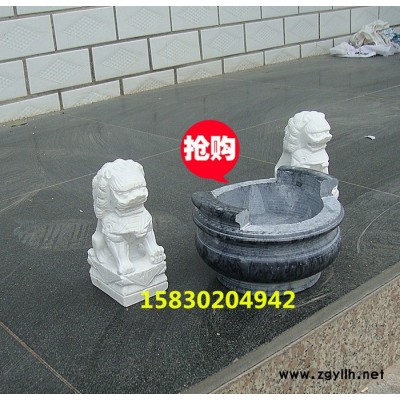 定制            石雕石狮子一对墓地香炉狮子石雕