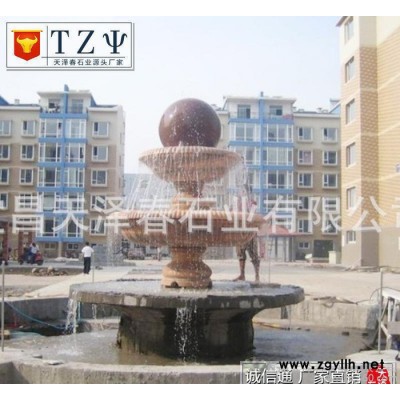 现货直销晚霞红石雕喷泉/ 办公室广场转运石雕喷泉流水风水球