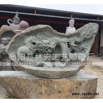 石雕龙 喷水龙 青石石雕龙 晚霞红石雕龙 动物雕塑