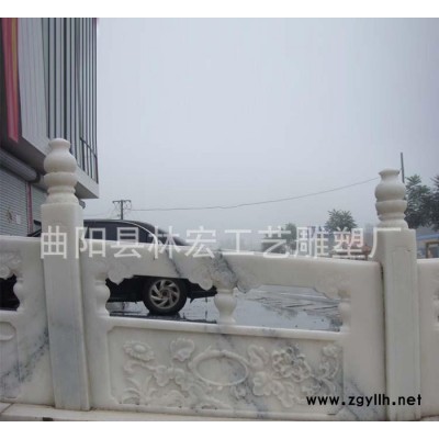 汉白玉石雕护栏 篮板石雕护栏定做加工石头栏板
