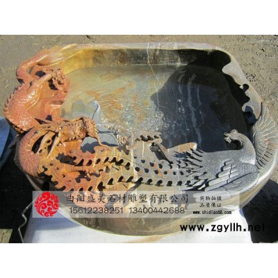 盛美雕塑2636 石雕鱼缸 石雕鱼缸价格