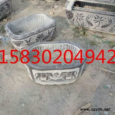 定制            石雕鱼缸青石仿古石雕鱼缸花盆室