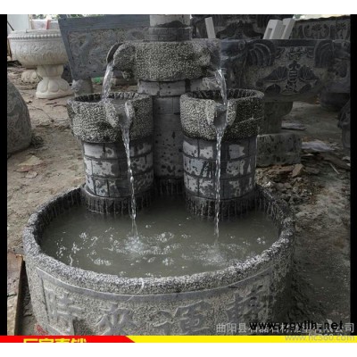 石雕流水摆件 **喷水石雕加工 曲阳石雕吐水观赏摆件