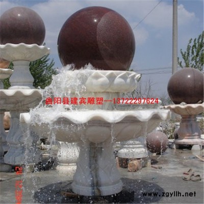 建宾雕塑加工石雕喷泉 喷泉风水球 大理石风水球 石雕喷泉