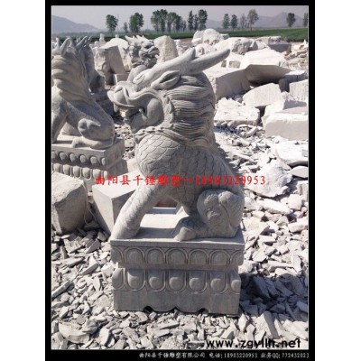 曲阳石雕大理石青石石雕麒麟酒店麒麟雕刻