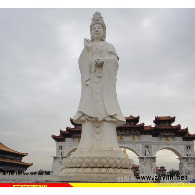 汉白玉石雕观音 大型寺庙景区观音菩萨石像石雕佛像定做