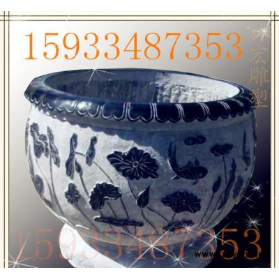 青石特价仿古石雕鱼缸庭院摆件石雕花盆做旧石槽石缸流水圆形水槽