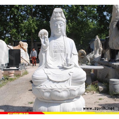 石雕观音 汉白玉石雕观音菩萨雕像 大型景区观音佛像石雕