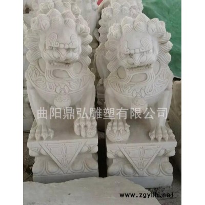石雕动物镇宅石雕狮子一对 墓地小狮子石雕小狮子 汉白玉狮子雕刻