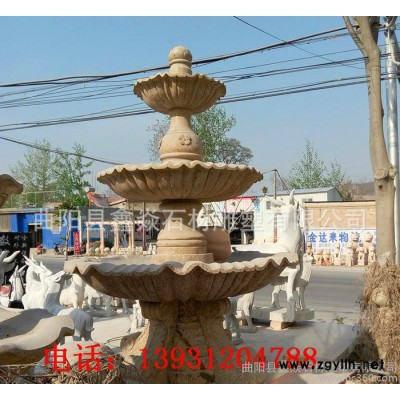 特价石雕喷水欧式喷泉石雕喷泉黄锈石大理石黄锈石喷泉园林摆件