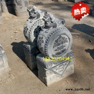 定制            仿古青石石雕门墩 狮子抱鼓 青