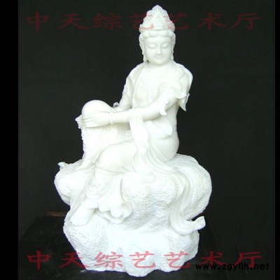 石雕**汉白玉自在观音 文殊菩萨 汉白玉佛像