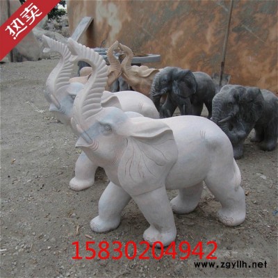 定制            石雕大象石头仿古做旧小象晚霞红