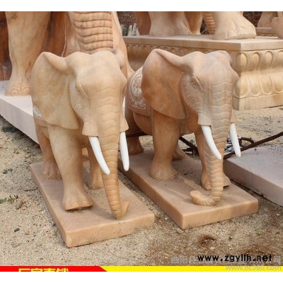 晚霞红石雕大象 汉白玉石大象 门口摆放招财石象50cm石雕摆