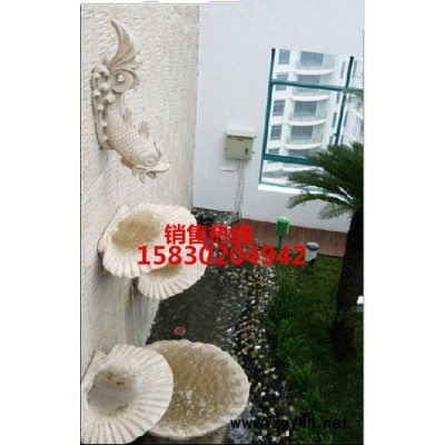 定制            石雕鱼 石材水钵喷泉鲤鱼 黄锈