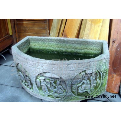 汉白玉石雕水缸、青石石雕花缸、砂岩石缸、仿古石缸