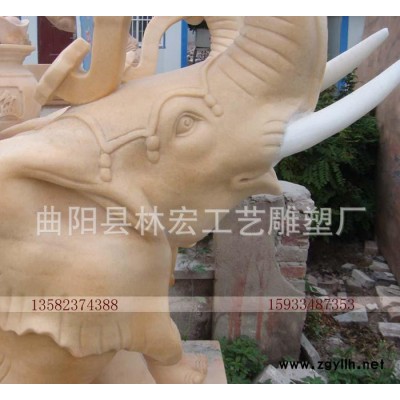 石雕大象吉祥如意大象动物雕塑大象门口摆放曲阳石雕