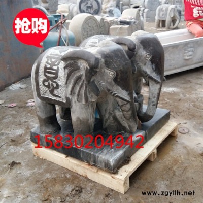 定制            石雕大象摆件 青石仿古做旧大象