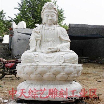 定制            石雕 汉白玉  坐观音 大型工