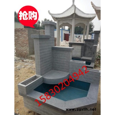 定制            曲阳石雕定做青石流水墙流水石头