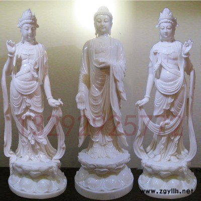 定制            石雕汉白玉西方三圣佛像阿弥陀佛