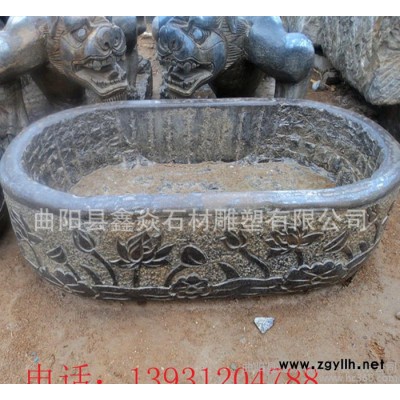 石雕鱼缸花盆洗手盆老石槽石雕水槽庭院石头鱼缸青石加工定制