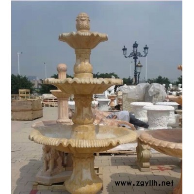 石雕喷泉,欧式喷泉，晚霞红喷泉三层喷泉多红雕刻pq09