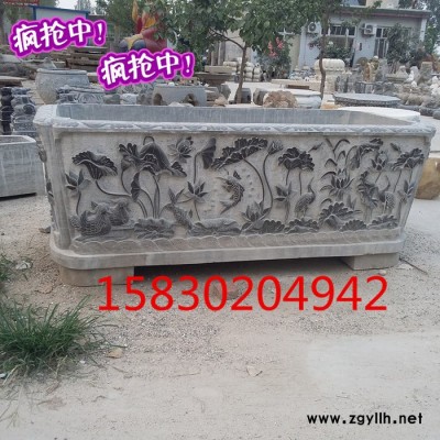 定制            青石鱼缸仿古石雕鱼缸花盆青石老