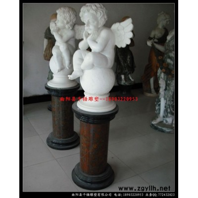 汉白玉翅膀小天使石雕定做