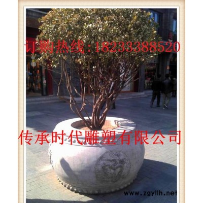 石雕花钵大理石花岗岩黄锈石欧式景观园林鱼缸石雕花钵花盆可订制