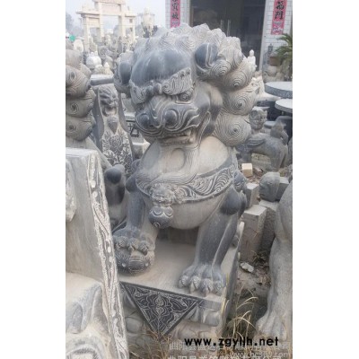 石雕狮子一对 汉白玉大理石狮子 镇宅辟邪雕塑 曲阳石雕摆件