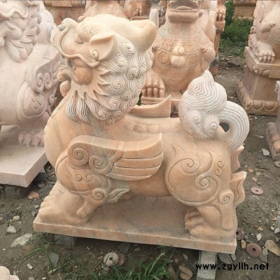 沐泽供应石雕摆件动物雕塑晚霞红石材貔貅雕刻**看门镇宅