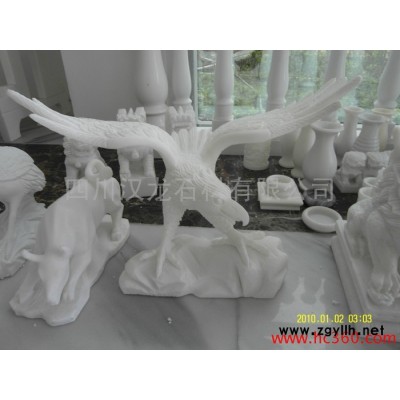 汉龙石材  汉白玉动物石雕，鹰，鱼，豹子