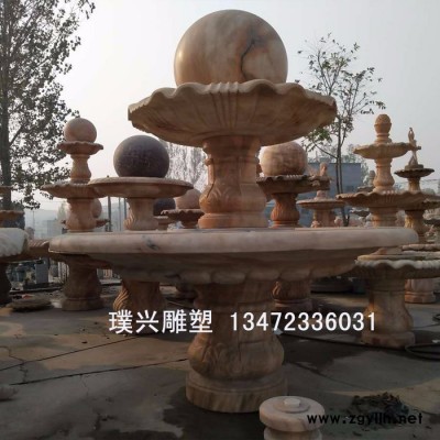 璞兴雕塑 石雕风水球花岗岩风水球景观风水球晚霞红风水球