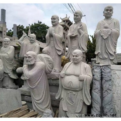 石雕佛像 花岗岩十八罗汉 汉白玉观音像 文殊菩萨 三面观音