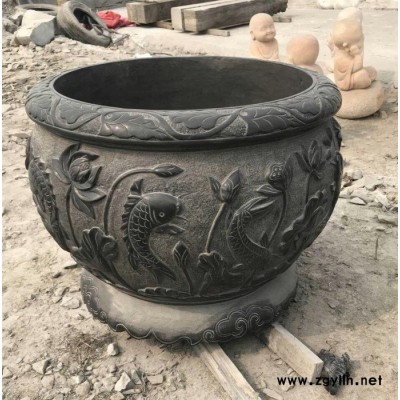 丰路雕塑 厂家供应石雕鱼缸 仿古庭院养鱼摆件 多款可选 支持定制