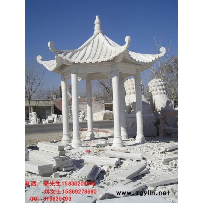 定制            专业定制汉白玉晚霞红石雕凉亭假