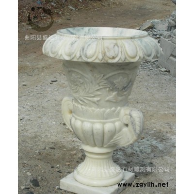 花岗岩石雕花盆 园林花瓶 黄锈石花瓶雕刻 直销 可定做