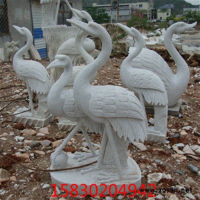 定制            石雕汉白玉鹤 石雕仙鹤 两只仙