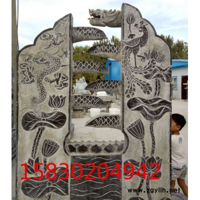 定制            定做石雕青石流水墙流水石头水幕