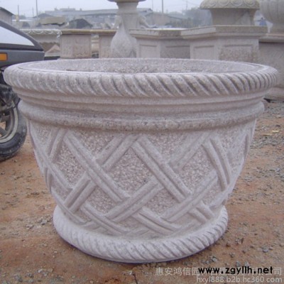 厂家供应黄锈石花盆  石雕花岗岩花钵  欧式园林景观花盆