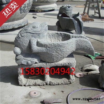 定制            曲阳仿古石雕青石雕刻鱼抱盆 金