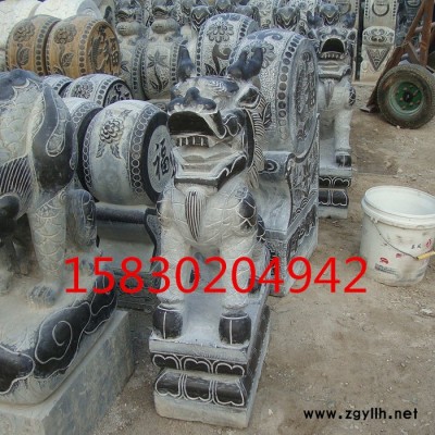 定制            石雕 麒麟 青石麒麟 一对 仿