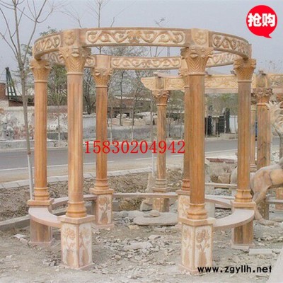 定制            石雕欧式晚霞红石材凉亭 园林石
