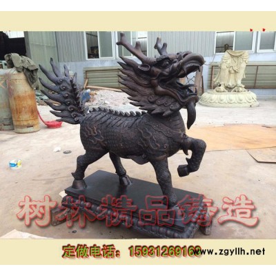 新 纯铜麒麟雕塑 铸铜火麒麟 泥塑模型 玻璃钢树脂雕塑 动物