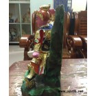 木雕田都元帅木雕佛像工艺品 樟木雕刻贴金彩绘元帅 家庭供奉神