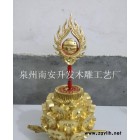 木雕法师帽 **升发道教莲花帽宗教法器法物纯手工樟木莲花头盔