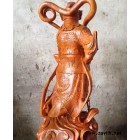 生产木雕工艺品 寺庙供奉木雕韦陀菩萨护法 原木色漆樟木雕刻