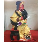 木雕坐体关公 39公分木雕佛像工艺品 彩绘木雕佛像工艺品