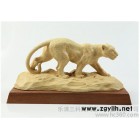 2014年乐清黄杨木雕**家居摆件商务礼品金钱豹动物木雕强劲招财